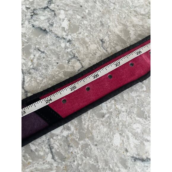 Vintage 80s Genuine Leather Belt Color Block Funky Artsy Size Small JL